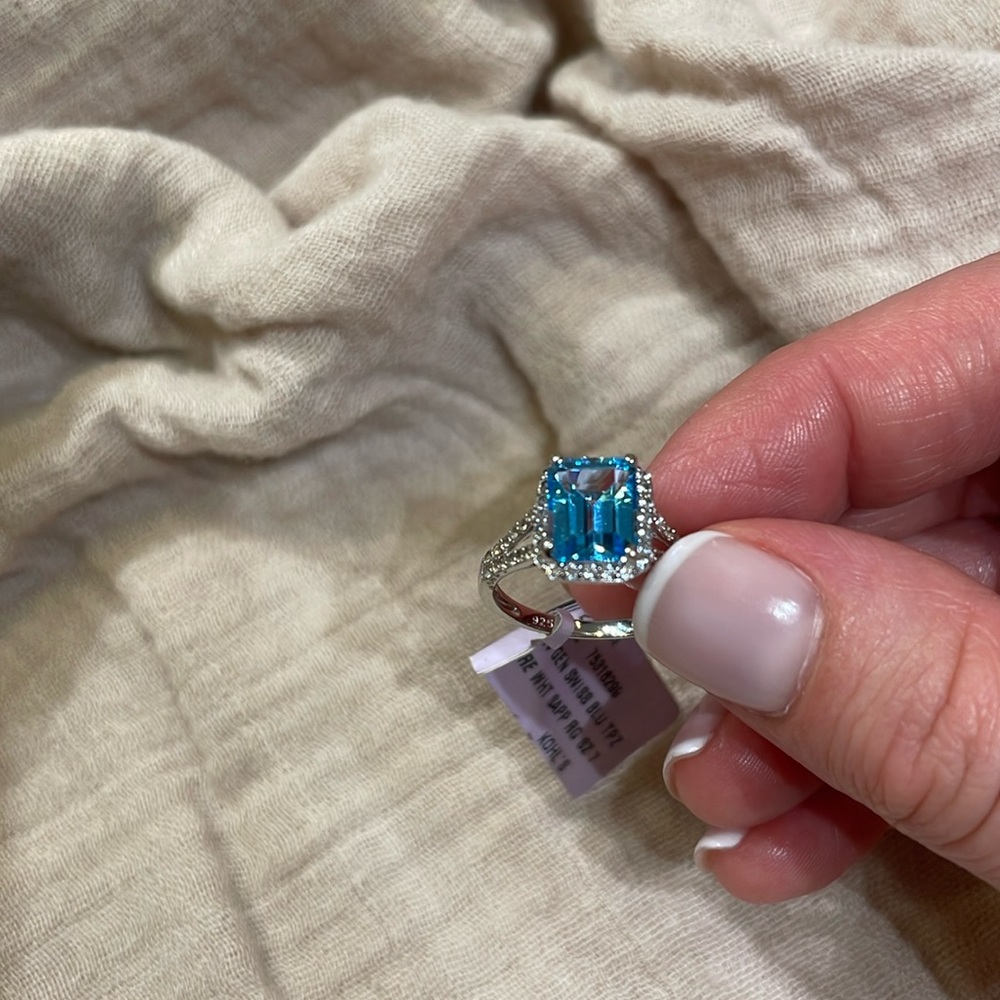 Sterling silver ring with blue topaz